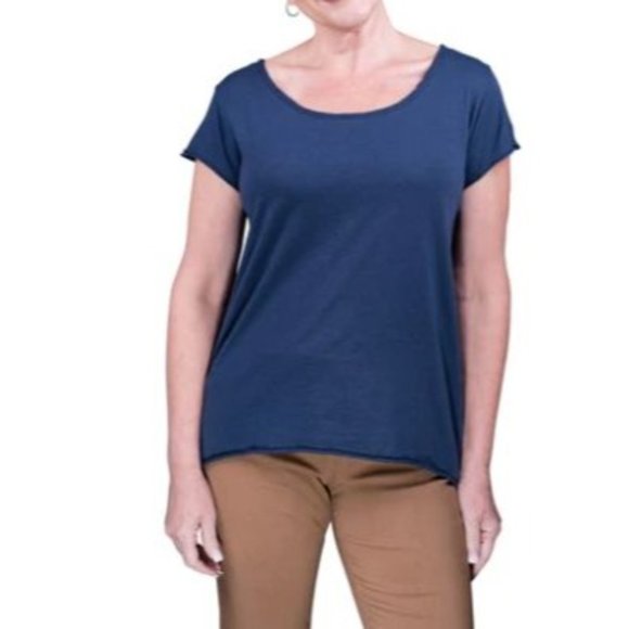 Tina Stephens Opal Hi Lo Crew Neck Tee Tunic Made in Italy S/M White - Picture 7 of 9